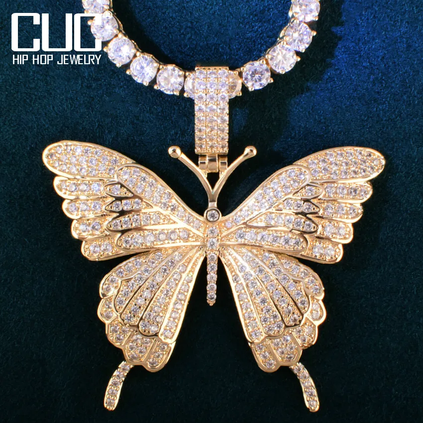 

Butterfly Necklace & Pendant For Men Women Iced Out Cubic Zircon Animal Hip Hop Rock Jewelry Gift