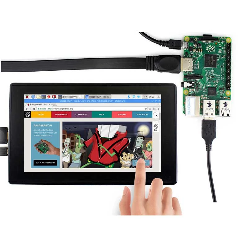 Для Raspberry Pi 4 модели B/ 3B +/ 7 дюймов Дисплей 1024X600 IPS емкостный Пресс Sn с монитором
