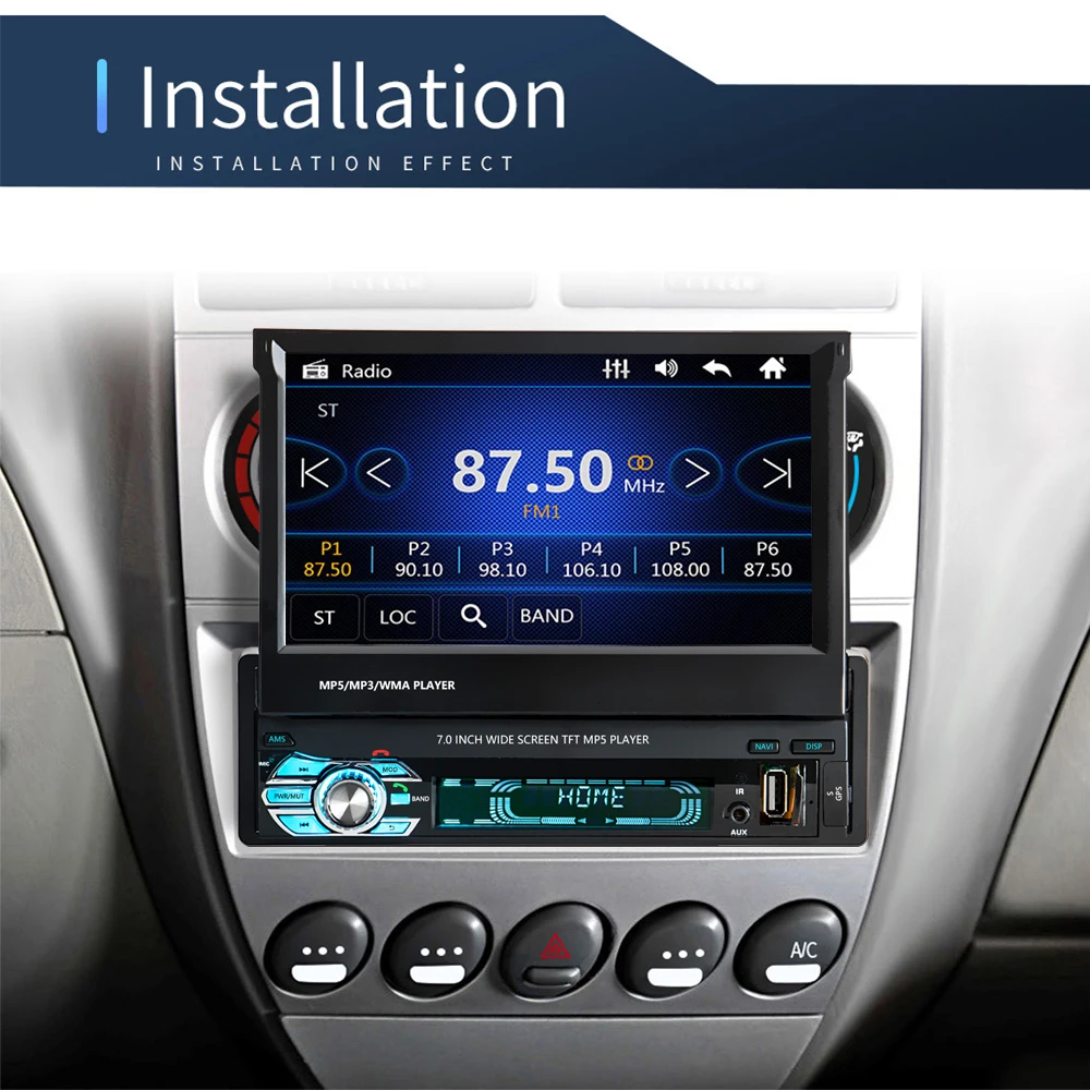 Podofo один дин радио MP5 плеер gps навигация Мультимедиа Аудио Стерео Bluetooth " HD выдвижной Авторадио AUX-IN/FM