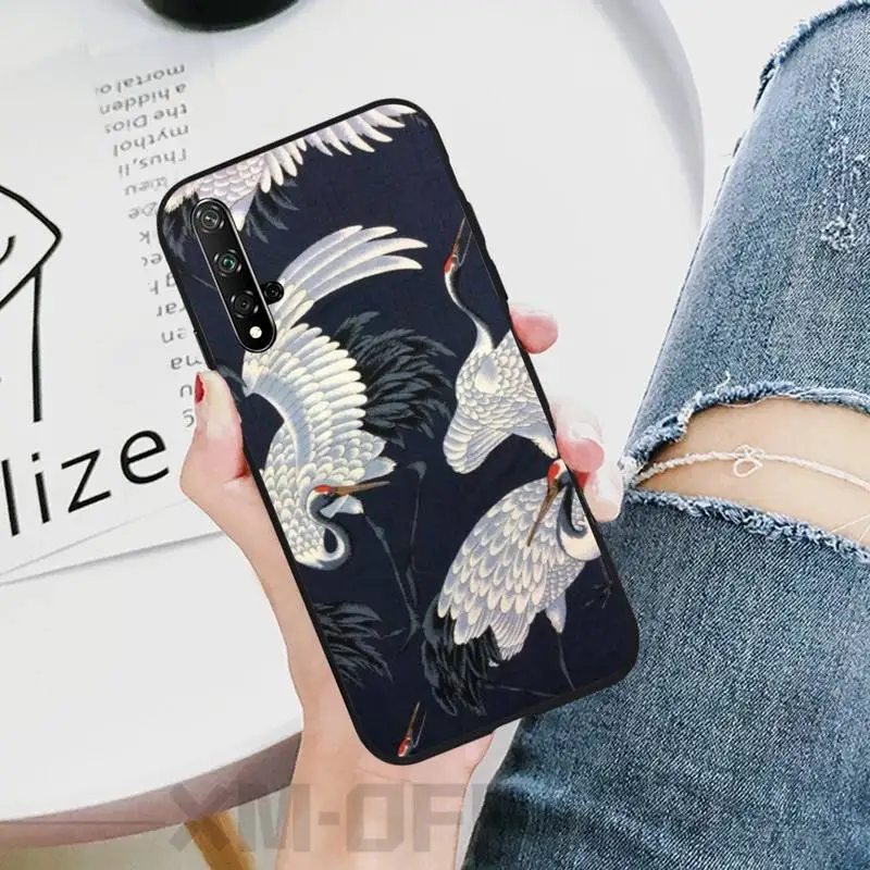 

Animal Art Cranes Birds Case for Huawei p30 p20 p40 E Pro Lite p smart s 2020 y8p y6p y7 Cover Nova 5t Mate 10 20 30 Lite