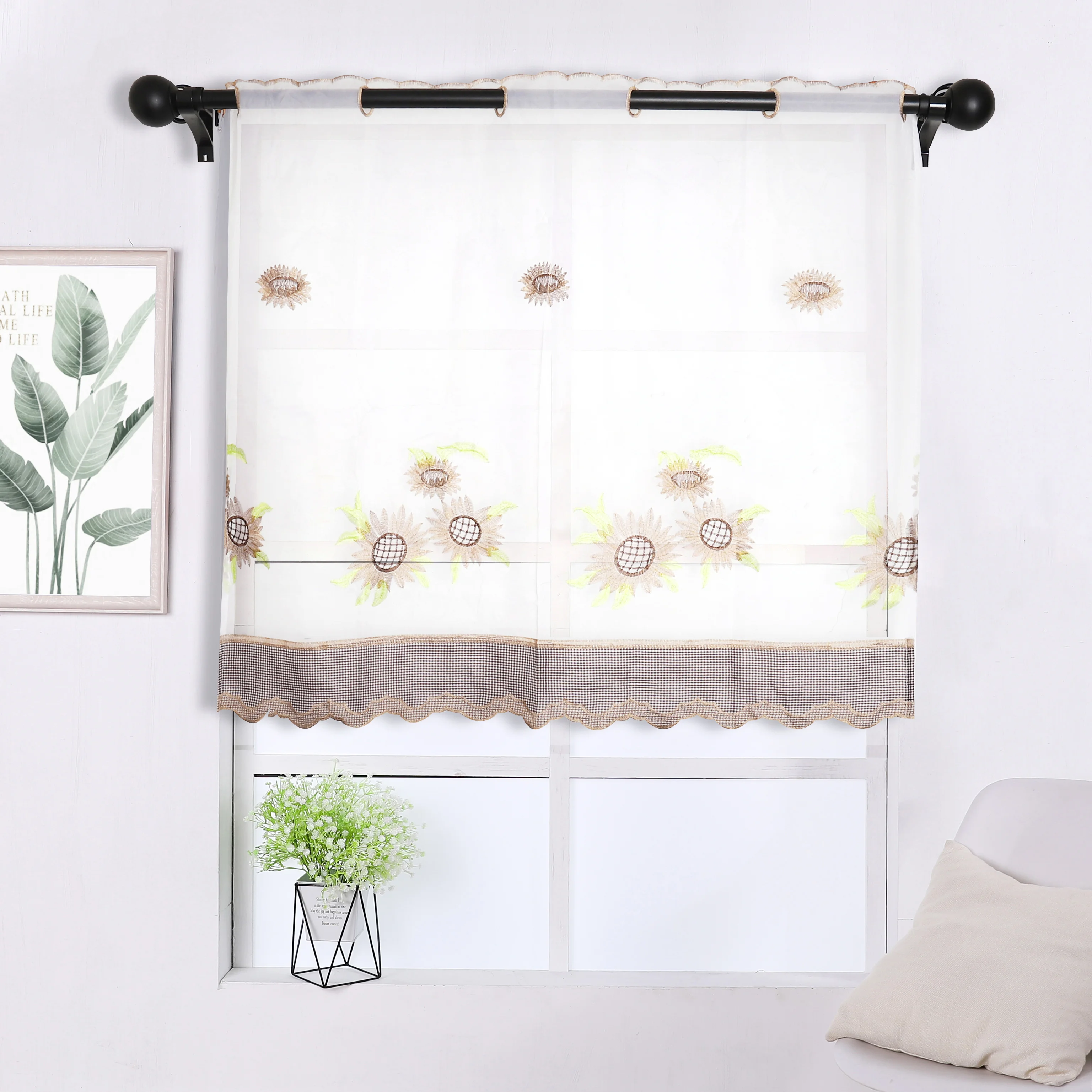 TONGDI занавески для кухни прозрачные яруса фруктов кафе тюль красивая вышивка окна