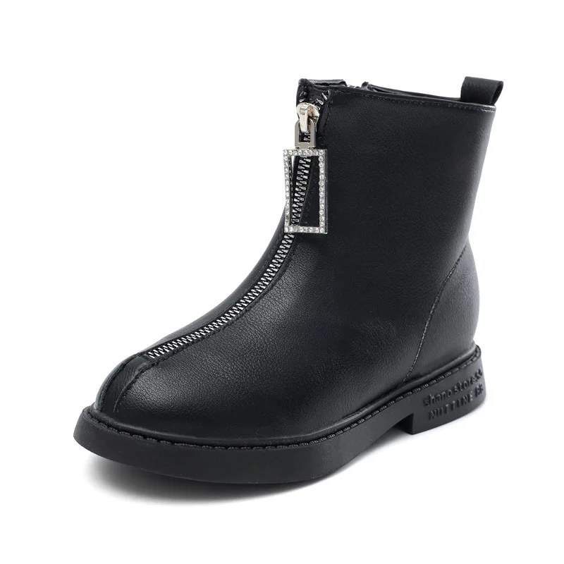 Зимние водонепроницаемые ботинки принцессы с кристаллами обувь для маленьких