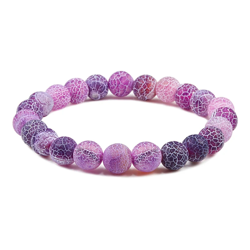 8mm Purple Шарм Фиолетовый Натуральный Состаренный камень браслет для женщин и мужчин трещина чакра бисерная нить браслеты 6 мм 8 мм 10 мм Йога украшения с Буддой подарок - Окраска металла: 8mm Purple