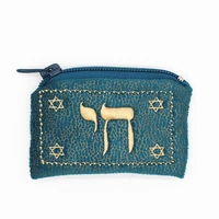 jewish mini wallet bag david of star bag embroidery hebrew coin purse suede fabric