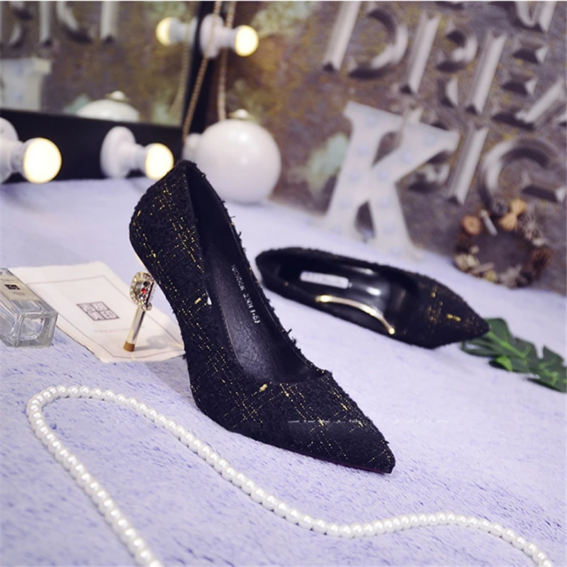 Туфли-лодочки Женская свадебная обувь Пикантная на высоком каблуке 8 см со