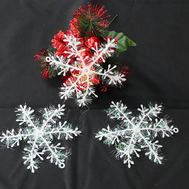 30pcs Snowflake 4/30 шт. белый Пластик поддельные Снежинка Подвески для рождественской вечеринки Подвески год Рождественская елка украшения вечерние украшения для носа - Цвет: 30pcs Snowflake