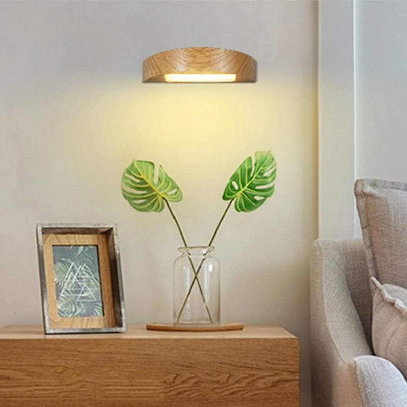New Wooden Led Night Light Battery 1100mah Rechargeable Press Dimmable Half Moon Table Lamp Decor Atmosphere USB Nightlamp | Освещение