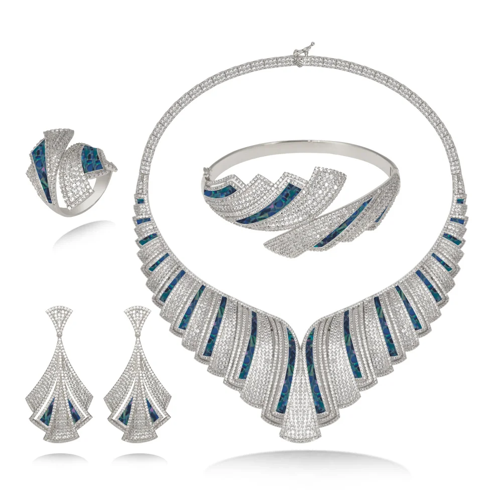

Luxury 4PCS CZ Jewelry Set Indian Bridal 2019 Nigeria Broken Shells China Fashion Wedding & Engagement Jewelry Suppliers