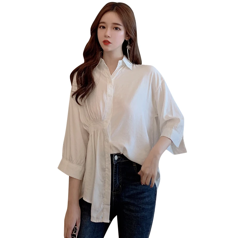 

SuperAen Solid Turn Down Collar Batwing Sleeve Office Lady Women Shirts