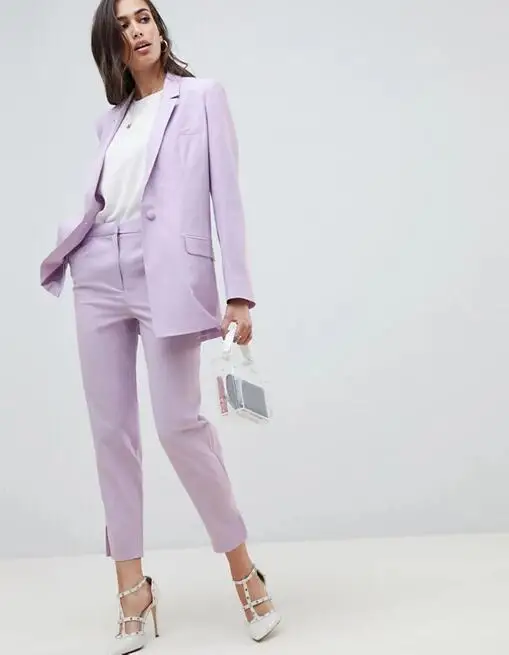 Lavender Women Blazer Suits Pants Suits Set Long Sleeve Suit Women Jacket Suits Ladies Customize Made