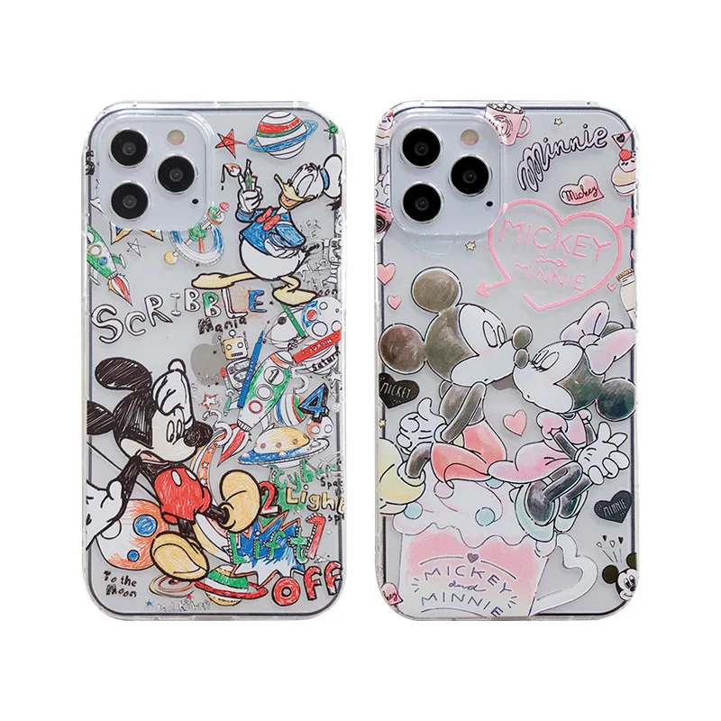 

Disney Mickey Castle Graffiti Phone Case for iPhone 7/8 plus x/xs xr xsmax 11 pro max 12pro max cartoon Soft Shell
