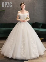 plus size lace flowers peals wedding dresses simple elegant wedding gowns bride dress boda robe de mariee boat neck off shoulder