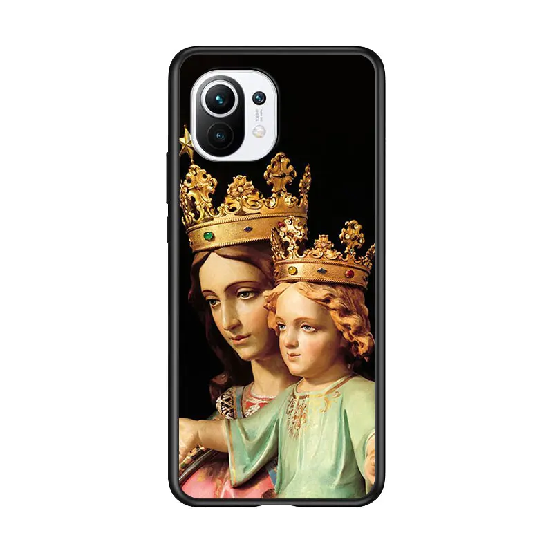 

Oil Painting Virgin Mary for Xiaomi Mi 11 10T Note 10 Ultra 5G 9 9T SE 8 A3 A2 A1 6X Pro Play F1 Lite 5G Black Phone Case