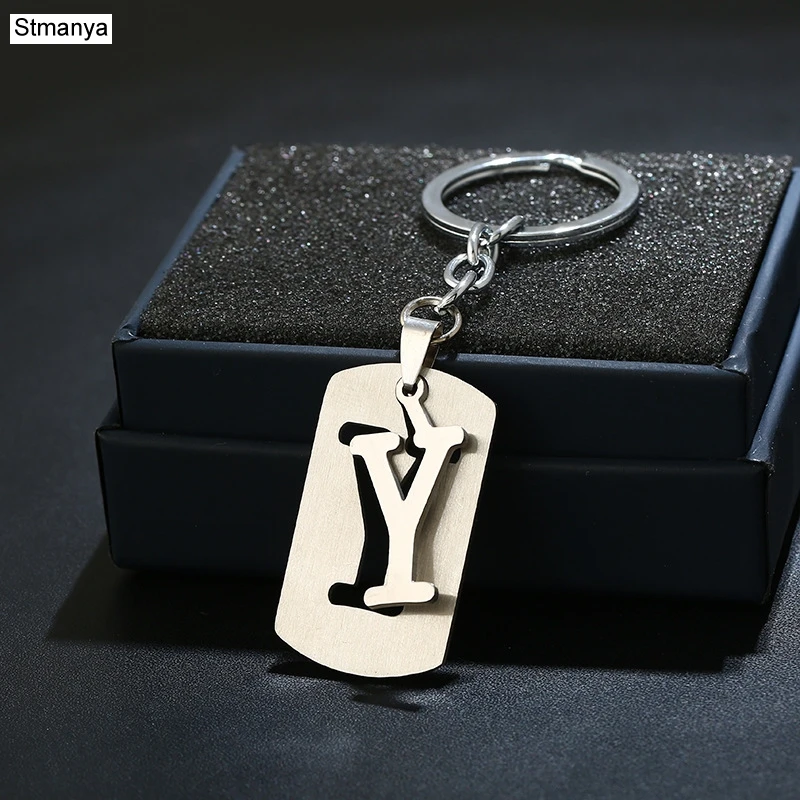 DIY из нержавеющей стали A-Z буквы брелок талисман 26 букв брелок мужской женский брелок пара подарок ювелирные изделия автомобильный брелок