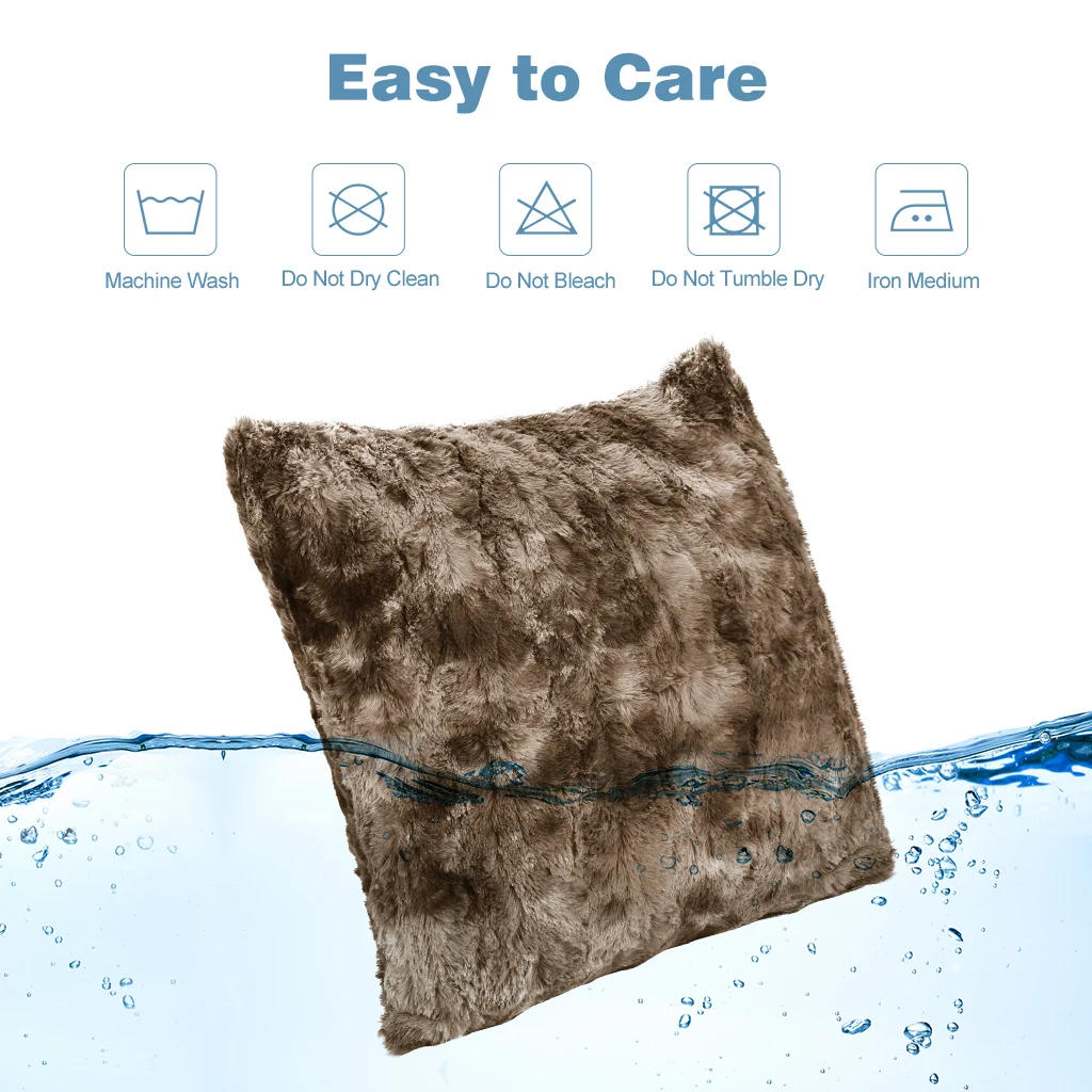 LANGRIA Faux Fur Cushion Covers 18x18&quot 2 Sets Soft Plush Shaggy Throw Pillow Case Hidden Zip Closure Bed Sofa Couch | Дом и сад