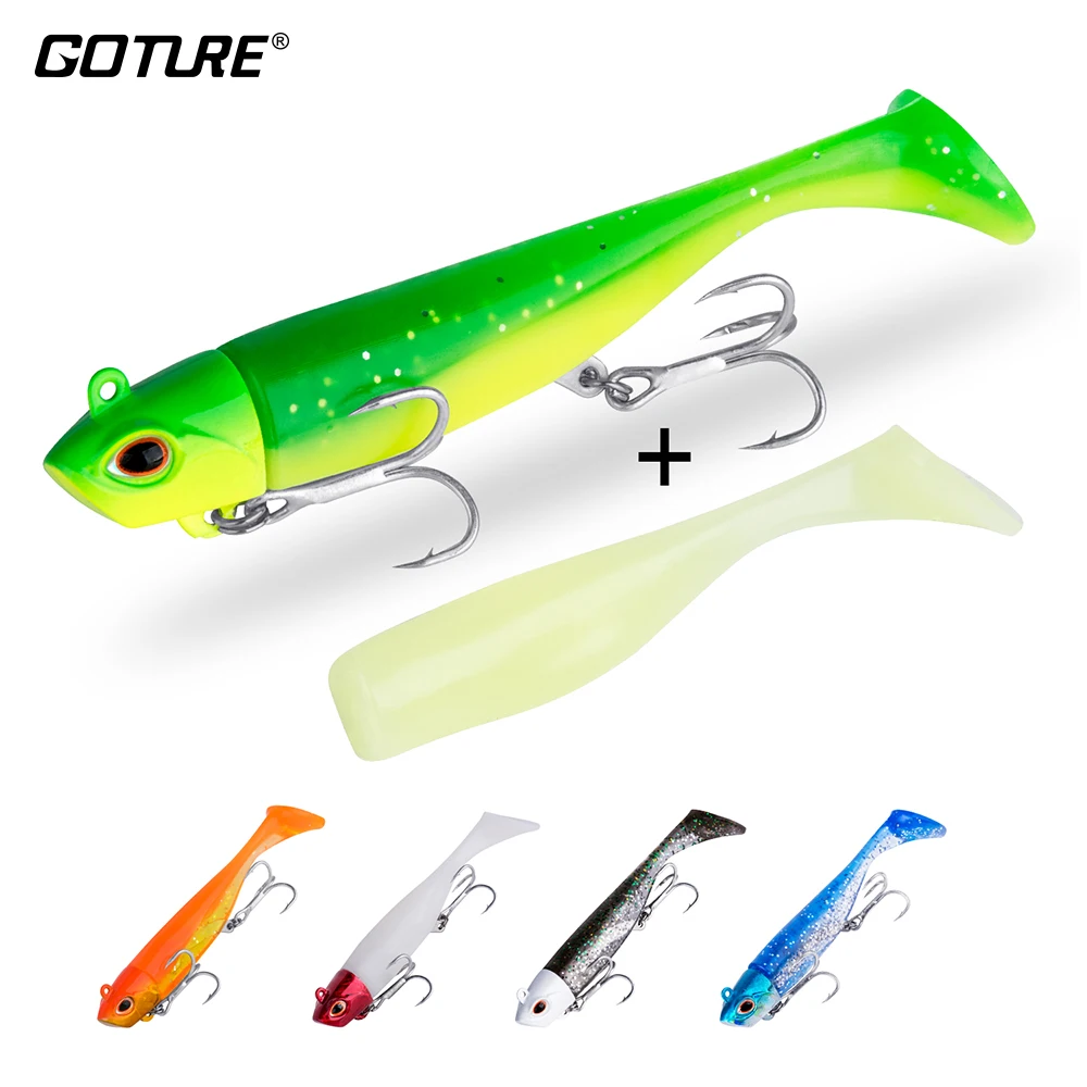 

Goture Jigman Черный Гольян, рыболовный плавающая приманка Wobbler 18 г 26 г, предотвращающий падение со свинцовой головкой, дизайн с мягким хвостом EVA