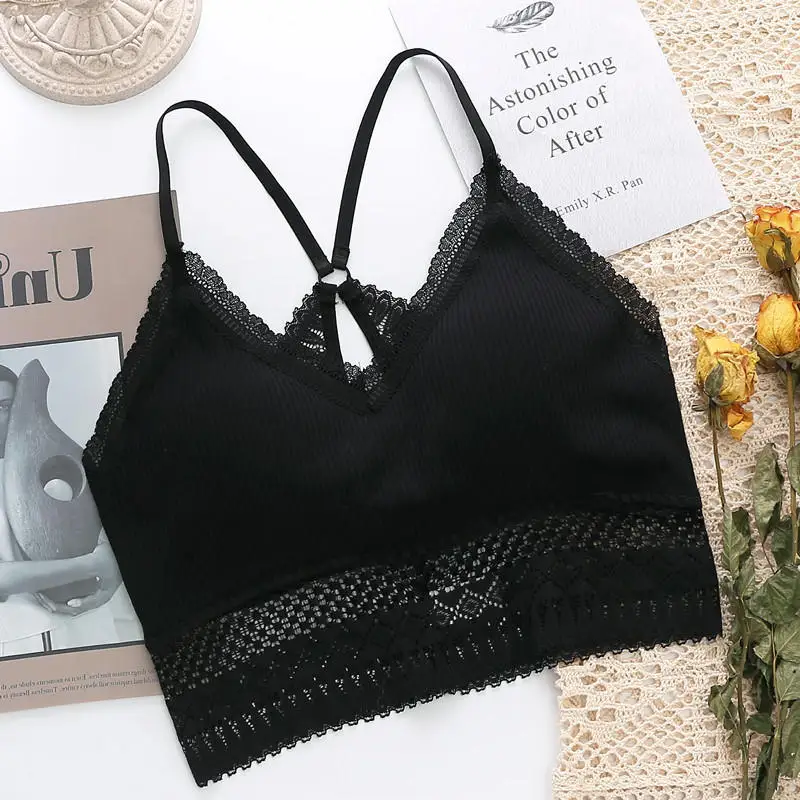 

New Underwear Women Sexy Lace Bra Lingerie Sport Push Up Bralette With Pad Vest Tops Bra Tank Top Seamless Wire Free Bra Q3857