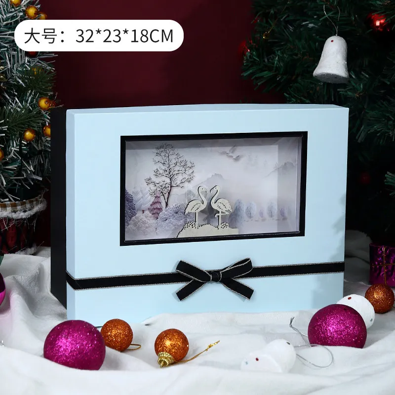 Caja de regalo de Navidad y A&ntilde;o Nuevo, caja vac&iacute;a de embalaje de cumplea&ntilde;os, exquisita caja de embalaje grande de viento-4