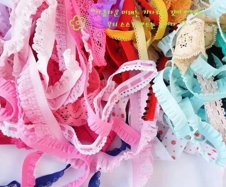 

50Meters Practicing lace edging webbing mixed hair tie headband decoration material Elastic Band Lace Hair Tie Hand Rope