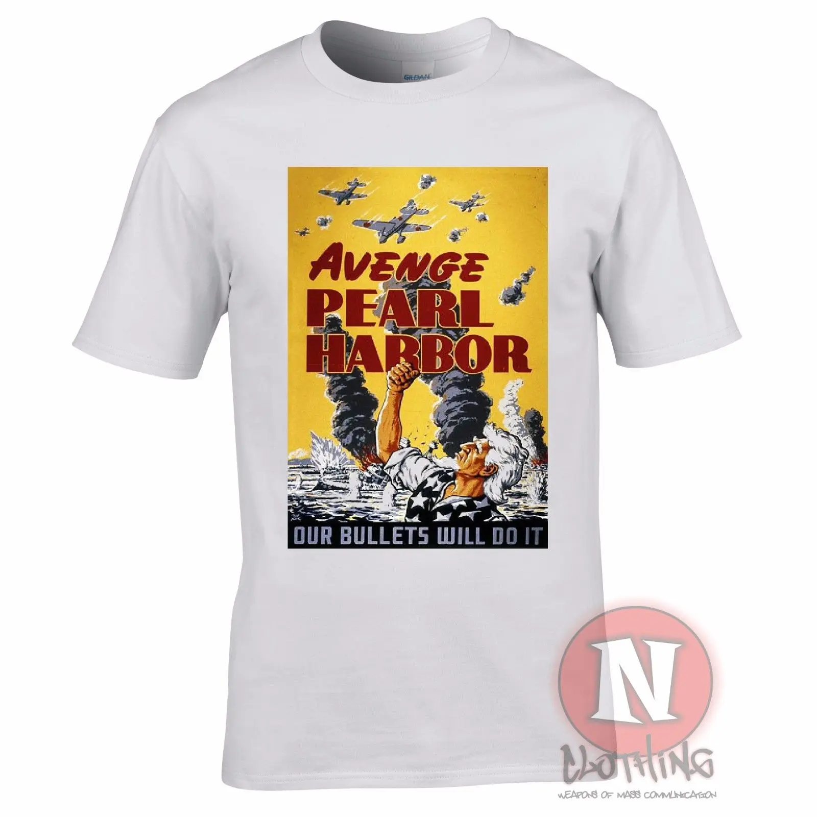 Новая летняя модная крутая футболка Вторая мировая война США propaganda Avenge жемчужная