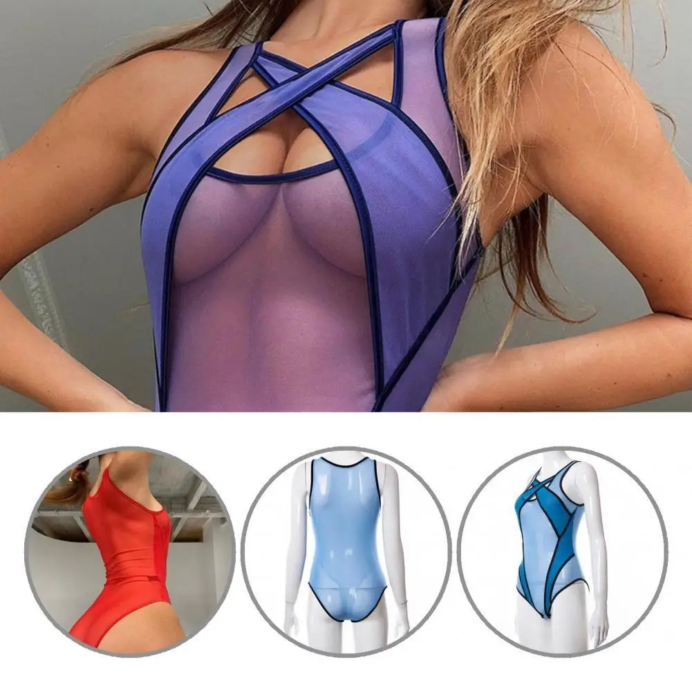 

See Through Sexy Women Hollow Bodysuits Soft Female Playsuit Butt-lift for Club