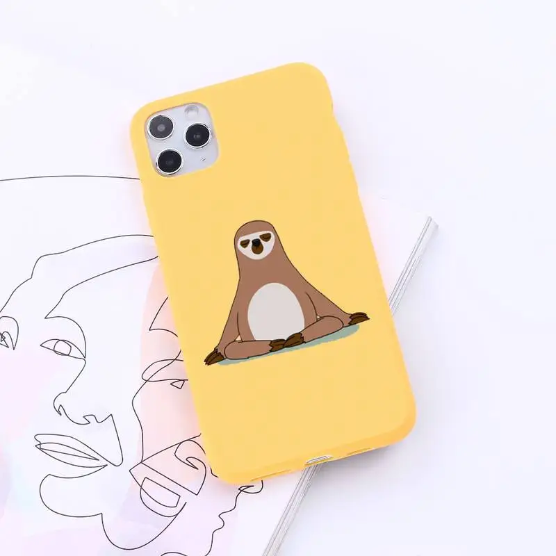 

Cartoon cute animal Yoga sloth Phone Case Candy Color for iPhone 6 7 8 11 12 s mini pro X XS XR MAX Plus