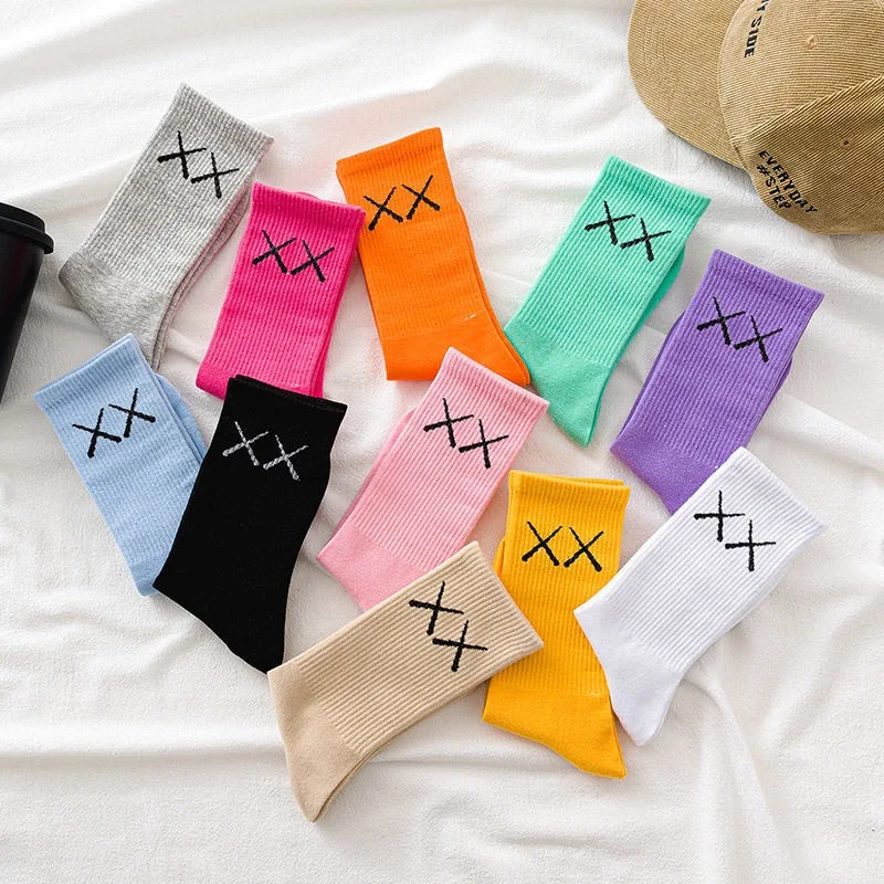 Модные Женские однотонные носки INS весна зима XX Дышащие хлопковые в японском