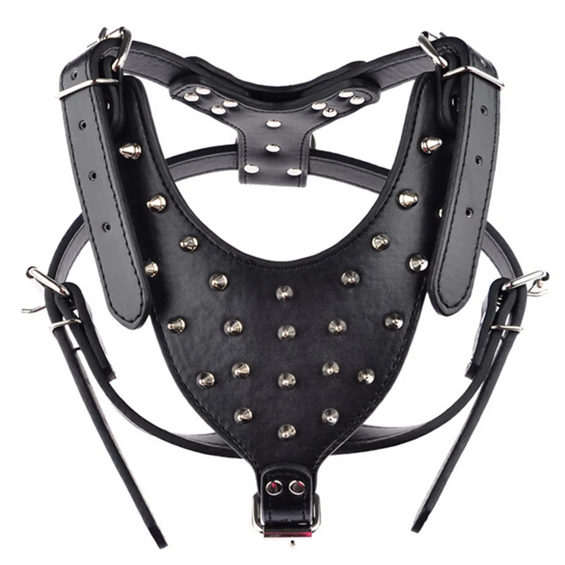 Поводок для собак с шипами заклепками из искусственной кожи шлейка больших