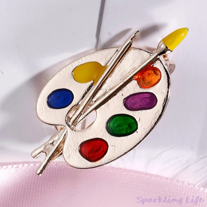 Женская и мужская брошь в виде палетки с рисунком | Украшения аксессуары