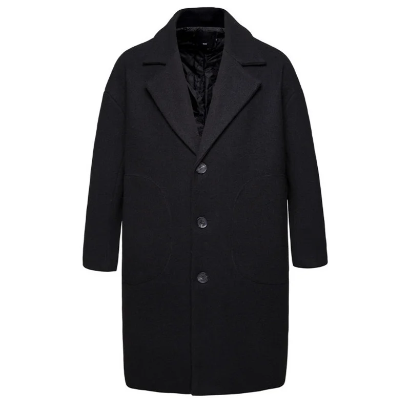 

Autumn Winter Wool Blends Jacket Men Single Breasted Overcoat Loose Long Trench Coat Men Casual Woolen Coat New arrivals