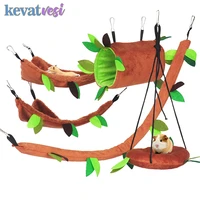 pet hamster hammock warm plush hanging cage for hamster leaf tunnel toy swing ropeway guinea pig chinchilla hamster accessories