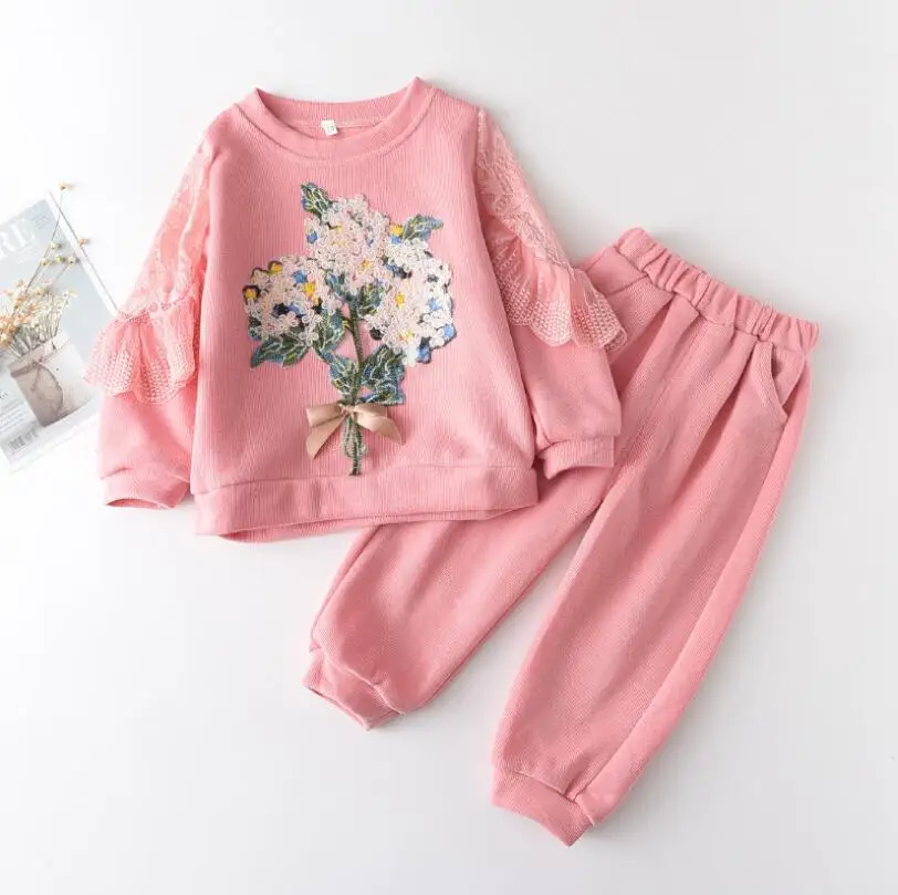 

ZWF823 Toddler Girls Clothes Sets Kids Clothing Spring Autumn Baby Girls Suits Shirt pants Children Clothing Set Kids Clothes