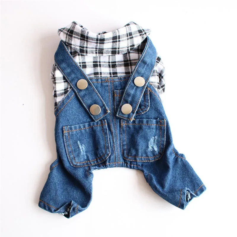 Женский джинсовый комбинезон для собак щенков ковбойский спортивный костюм