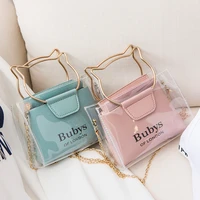 2022 design luxury handbag women transparent bucket bag clear pu jelly small shoulder bag female chain crossbody messenger bags