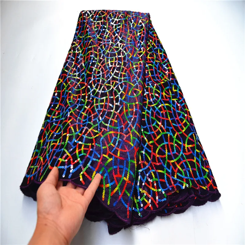 Африканские флокированные органзы кружева смешанный французский чистая ткань с