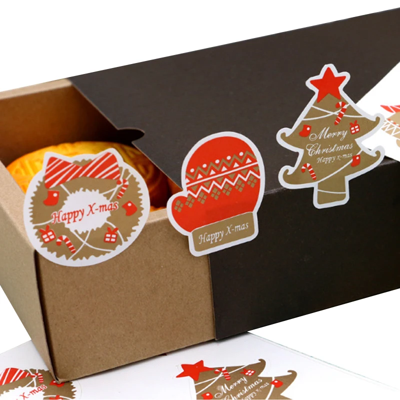 

1200 шт./лот Kawaii Рождественская елка бумажная этикетка выпечка Подарочная наклейка Счастливого Рождества канцелярские наклейки