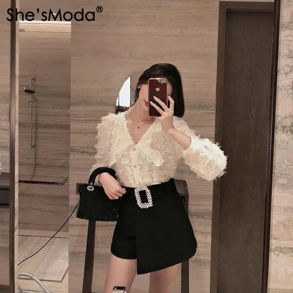 

She'sModa Rhinestones Diamonds Suit Fabric Spring Summer Women's A-Line Mini Shorts Skirts