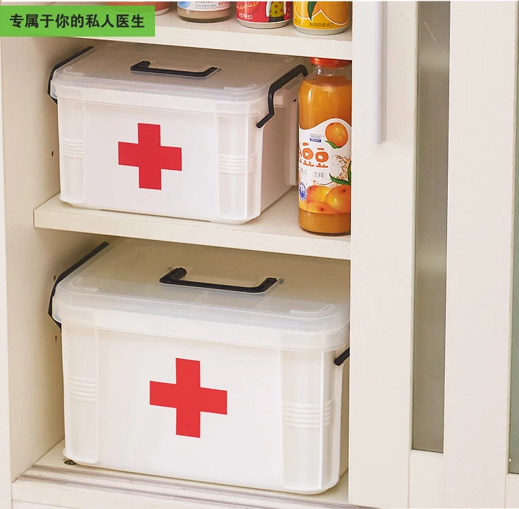First Aid Kit Medicine Chest Holder Storage Box Multi-layer Emergency Kits Cabinet Security Safety Home Rangement Organizer