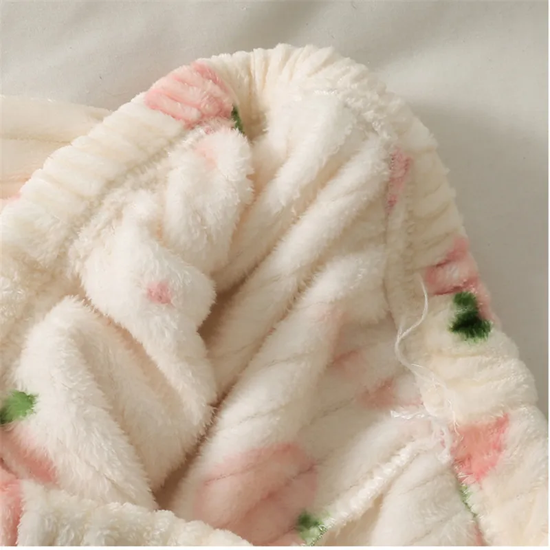 Осень-зима 2021 пижама из кораллового флиса с персиковым принтом брюки длинным