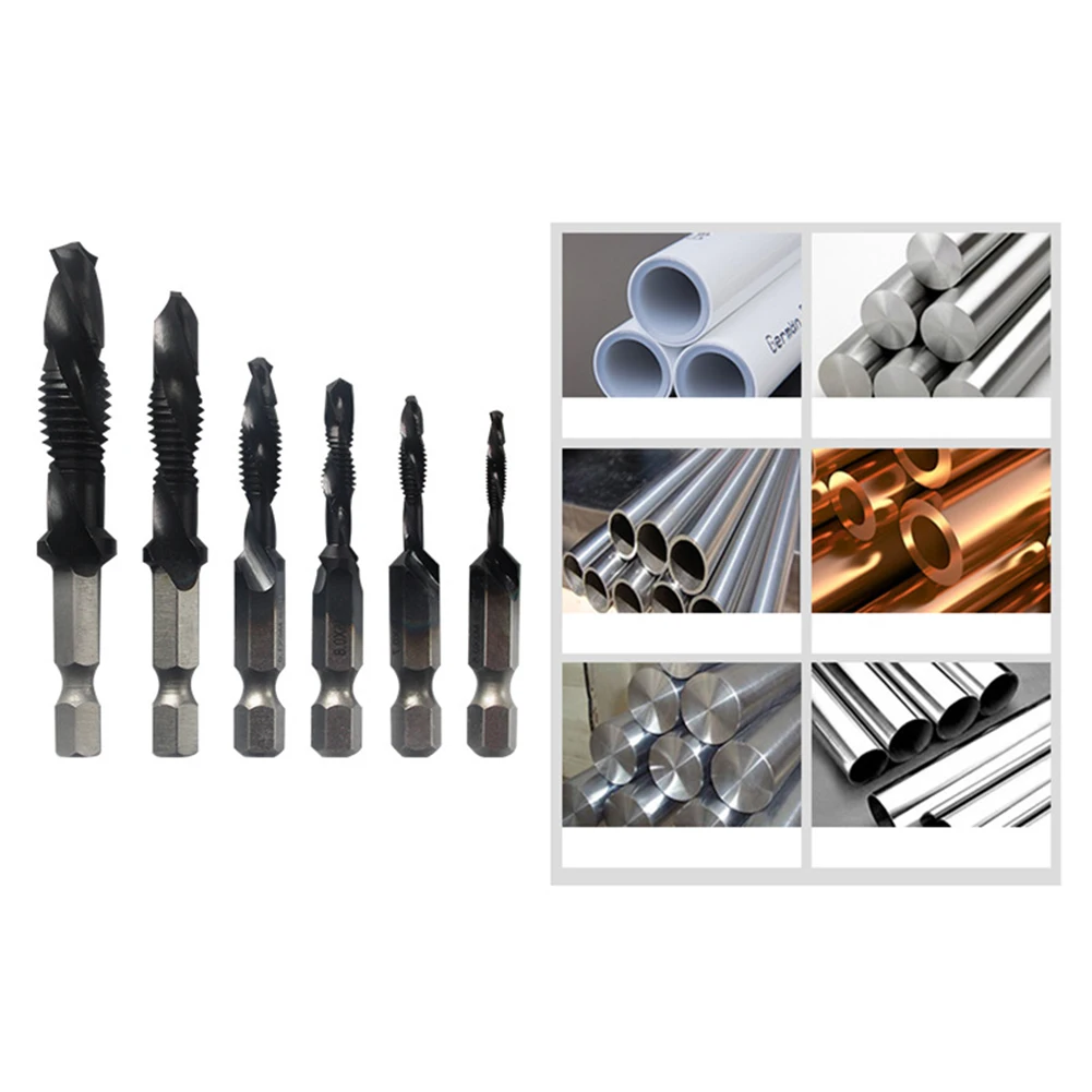 

Drill Bit HSS Cobalt Drilling Tapping Standard 1/4" Hex Shank M3/M4/M5/M6/M8/M10 Combination Drill Bit Woodworking