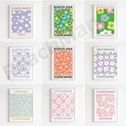 Цветочные принты на рынке, нарцилы, маргаритки, пион, маленькие цветы, настенное искусство растений, постеры в Барселоне, цветы Матисса, датская Эста