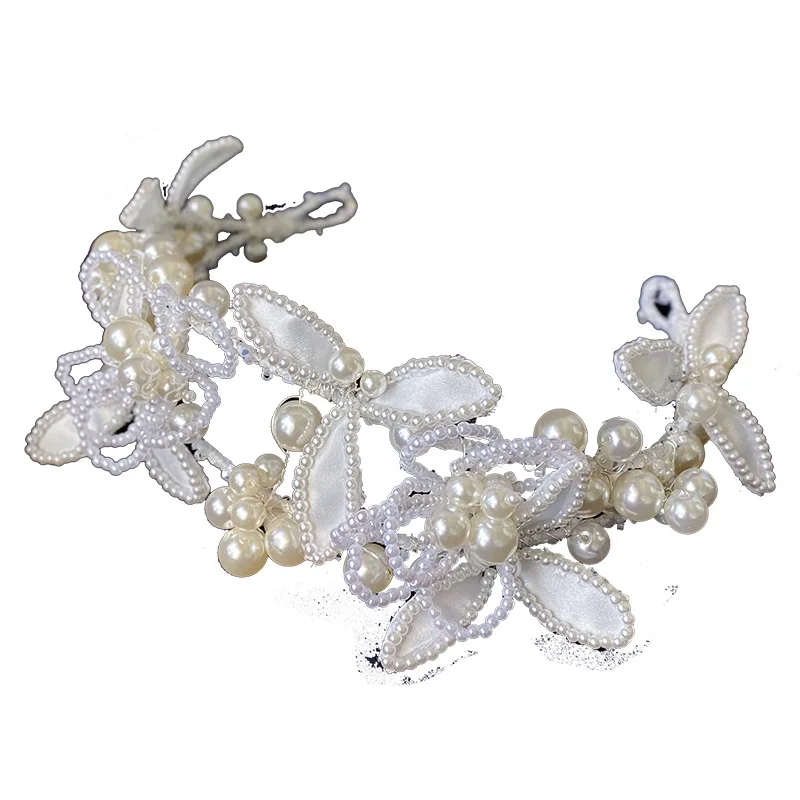

Hand Beaded Butterfly Hairband Bride Romantic Wedding Tiara Crown Korean Headband Hair Accessories for Women Bride Headpiece