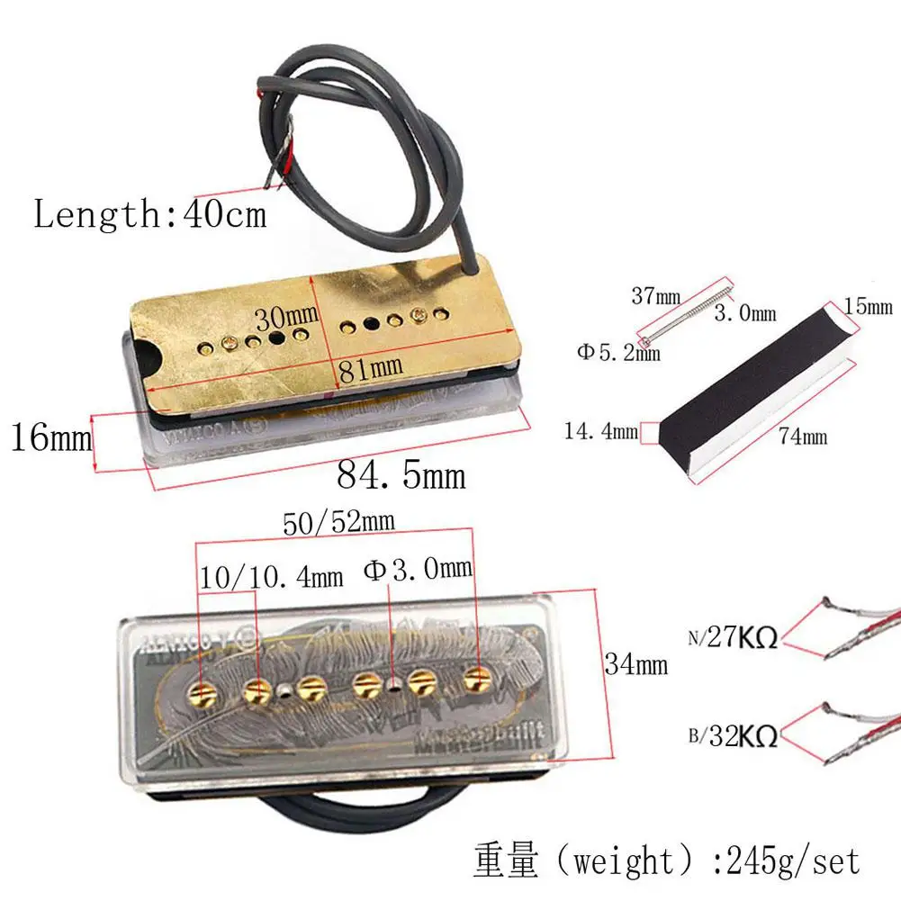 

Mounchain Six String Transparent Feather Pickups for Guitar Parts