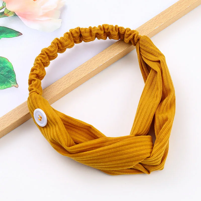 Повязка на голову женская с пуговицей из мягкой ткани аксессуар для волос |