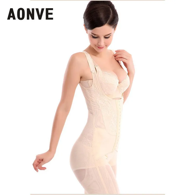 AONVE Women Bodysuit Slimming Sheath Corset Modeling Strap Shaperwear Lace Sexy Body Shaper With Zipper Waist Trainer