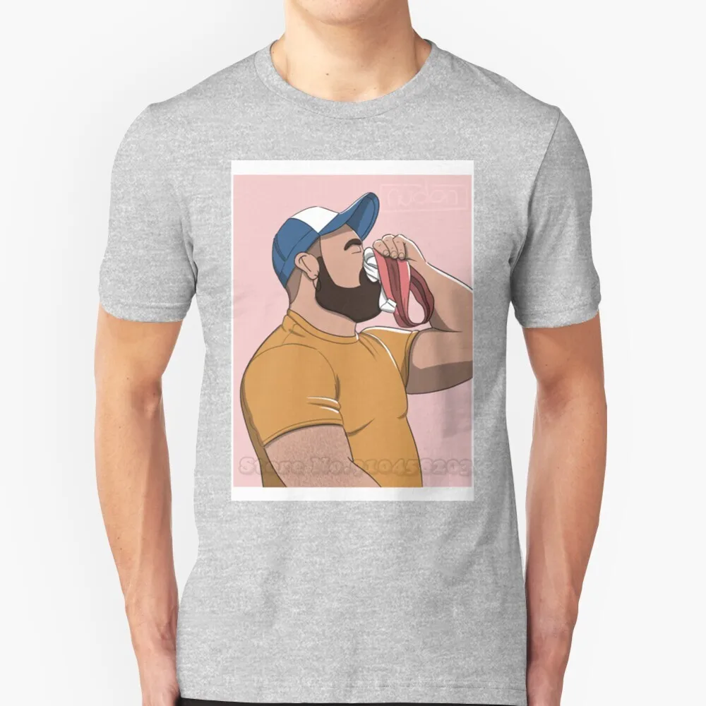 

Sniff Short Sleeves T-Shirt Men Fashion Summer Tops 100％ Cotton Funny Tee Shirt Bear Nudon Chubby Bear Sniffing Cub Fetish