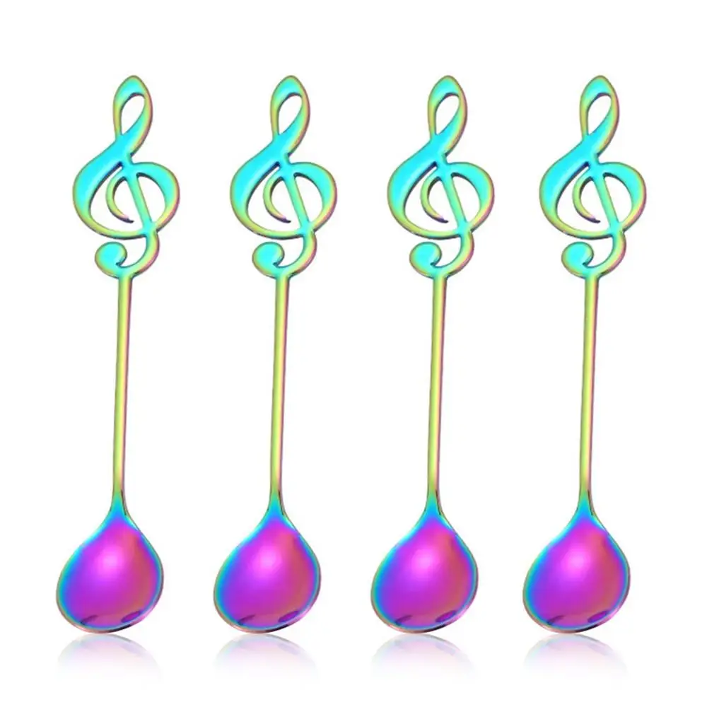 7 шт./4 шт. Рождественская ложка из нержавеющей стали с музыкальными нотами чайные