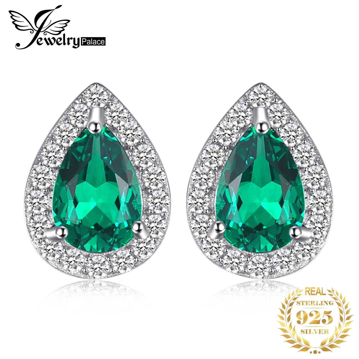 Jewelrypalace 0.85ct создания Изумрудный Серьги гвоздики Шарм стерлингового серебра 925
