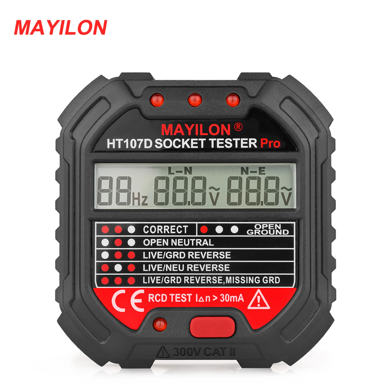 MAYILON HT107 тестер розетки er Pro тест напряжения RCD 30mA детектор US EU вилка нулевая линия