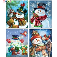 zooya 5d diy diamond painting snowman full square resin diamond mosaic cross stitch sewing home decoration christmas gift a60040